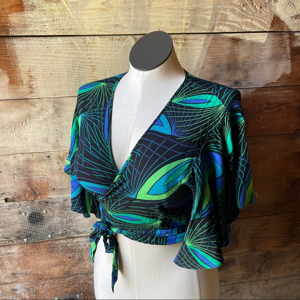 Deco peacock wrap Top by Trashy Diva by Candice Gwinn Size 12